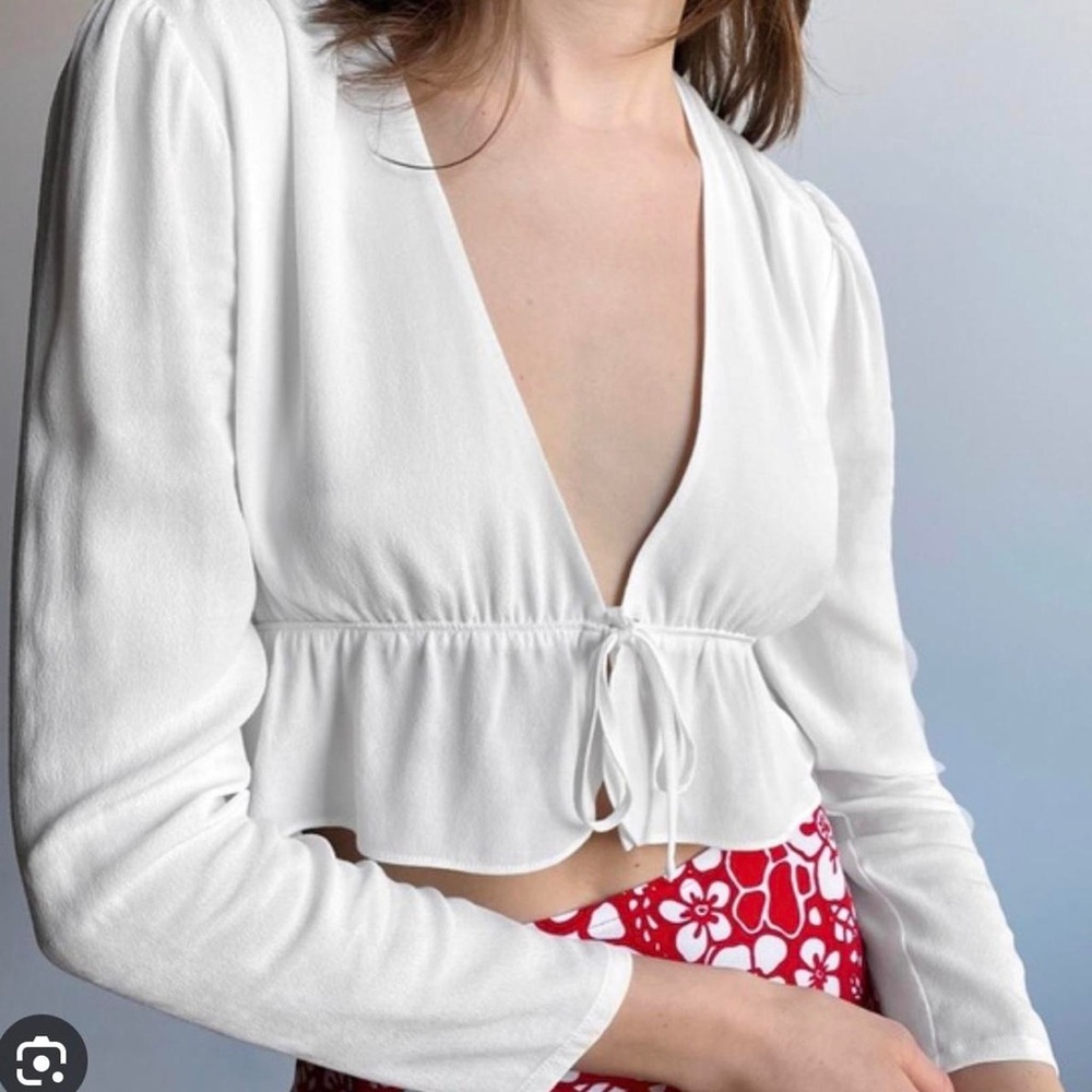 Sunday Best White Tie-Front Blouse